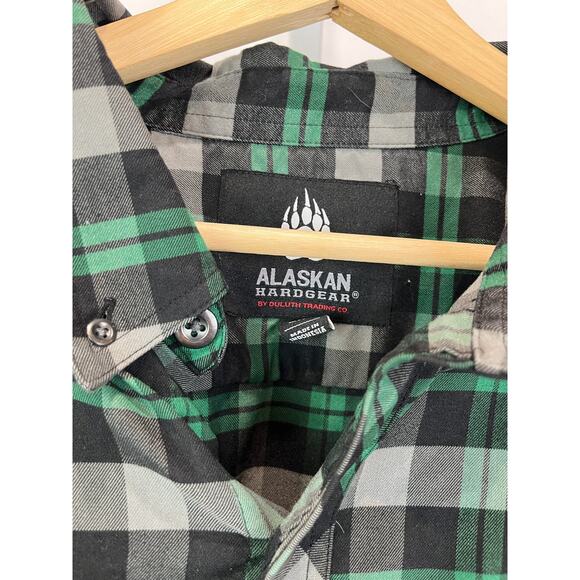 DULUTH TRADING CO AKHG Mens 2XL Long Sleeve Button Down Shirt Green Gray - Picture 3 of 10